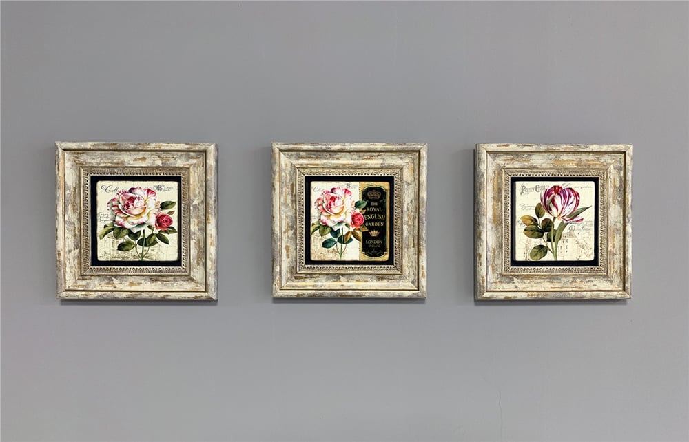 OSCAR STONE DECOR 3'lü ÇERÇEVELİ DOĞALTAŞ DUVAR DEKORU / 3CDD-40-298 (WALL DECOR)