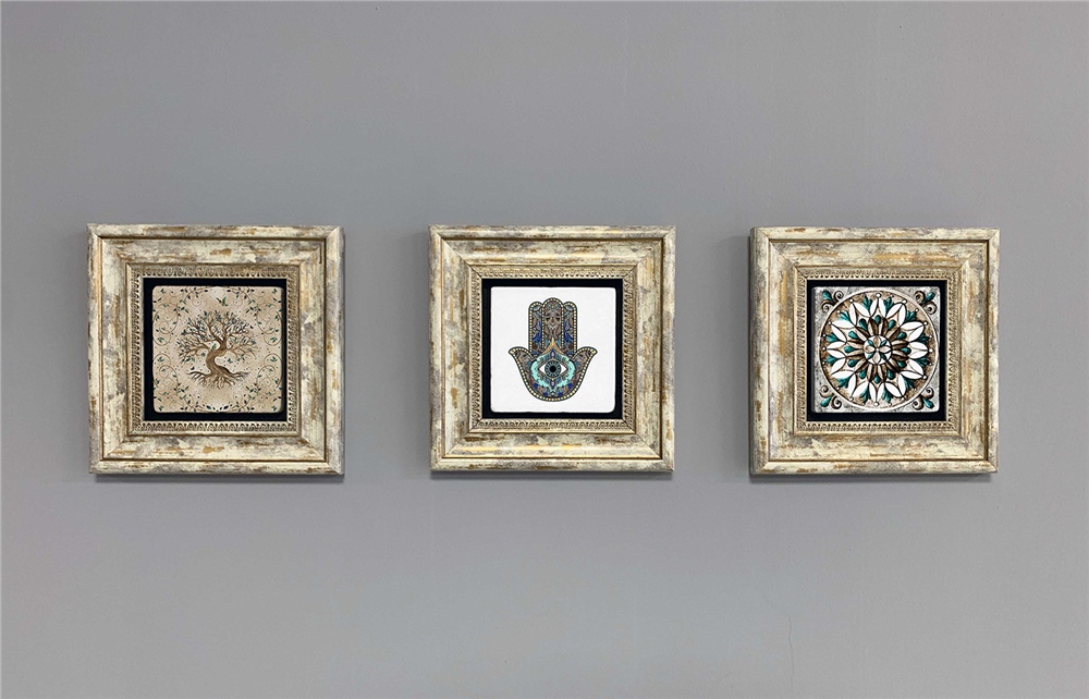 OSCAR STONE DECOR 3'lü ÇERÇEVELİ DOĞALTAŞ DUVAR DEKORU / 3CDD-40-408 (WALL DECOR)