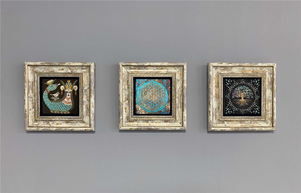 OSCAR STONE DECOR 3'lü ÇERÇEVELİ DOĞALTAŞ DUVAR DEKORU / 3CDD-40-386 (WALL DECOR)
