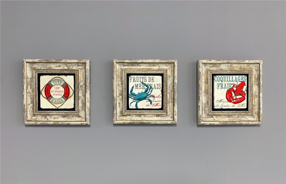 OSCAR STONE DECOR 3'lü ÇERÇEVELİ DOĞALTAŞ DUVAR DEKORU / 3CDD-40-294 (WALL DECOR)