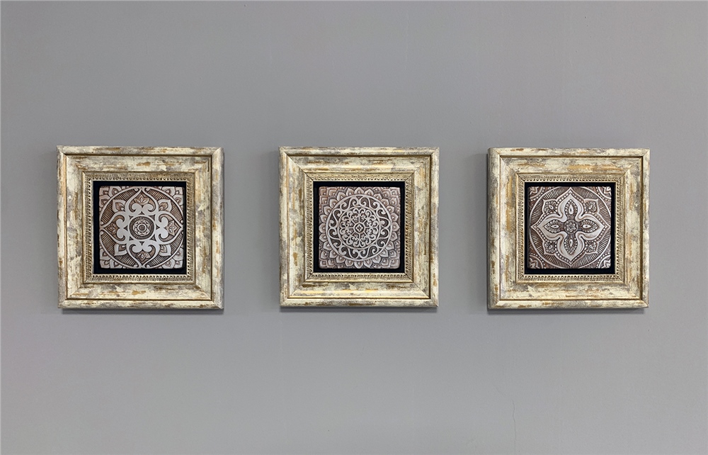 OSCAR STONE DECOR 3'lü ÇERÇEVELİ DOĞALTAŞ DUVAR DEKORU / 3CDD-40-338 (WALL DECOR)