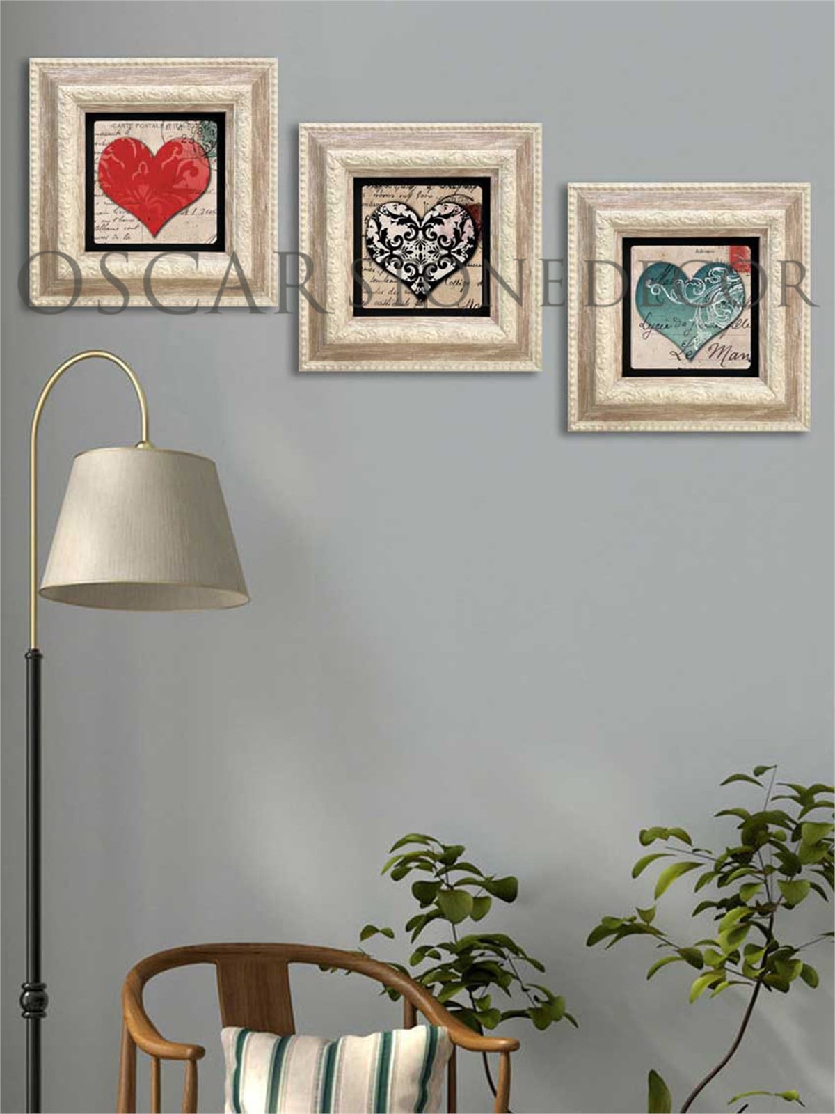 OSCAR STONE DECOR 3'lü ÇERÇEVELİ DOĞALTAŞ DUVAR DEKORU / 3CDD-10-001 (WALL DECOR)