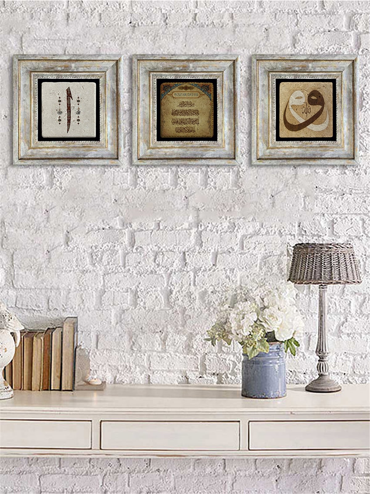 OSCAR STONE DECOR 3'lü ÇERÇEVELİ DOĞALTAŞ DUVAR DEKORU / 3CDD-40-069 (WALL DECOR)