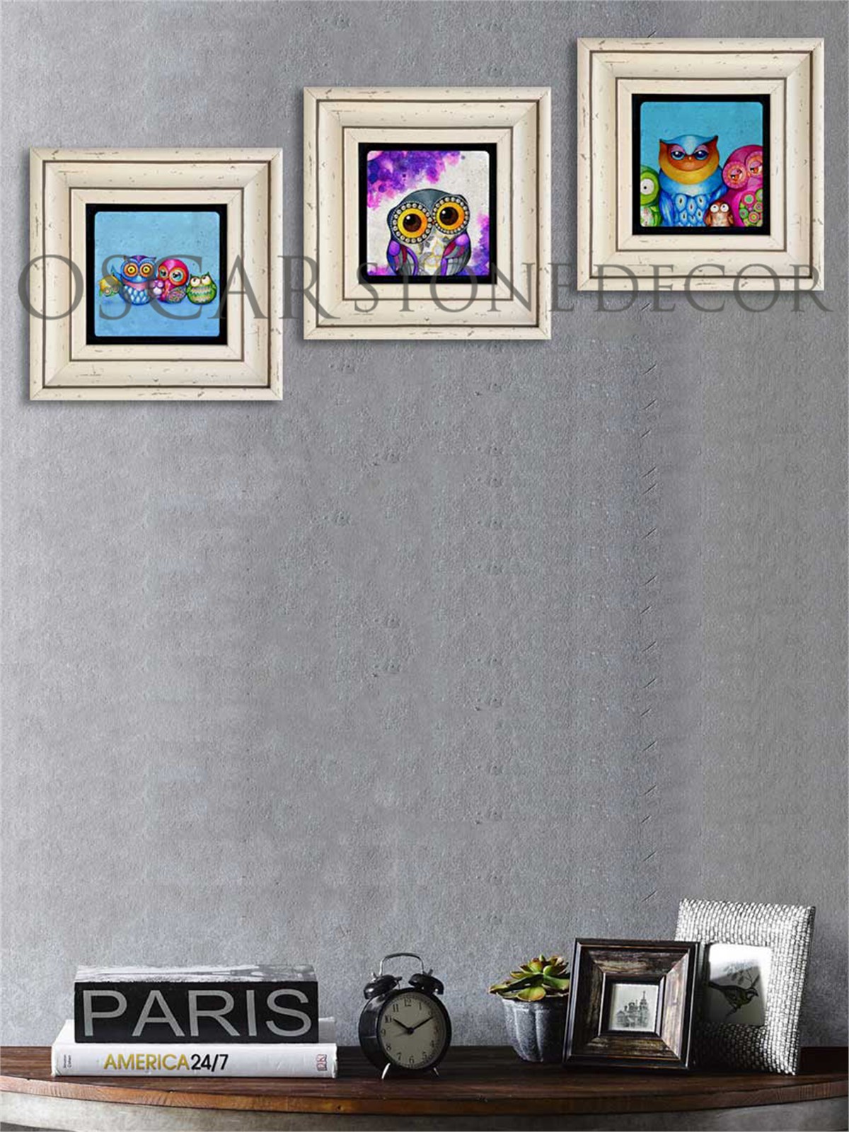 OSCAR STONE DECOR 3'lü ÇERÇEVELİ DOĞALTAŞ DUVAR DEKORU / 3CDD-10-001 (WALL DECOR)