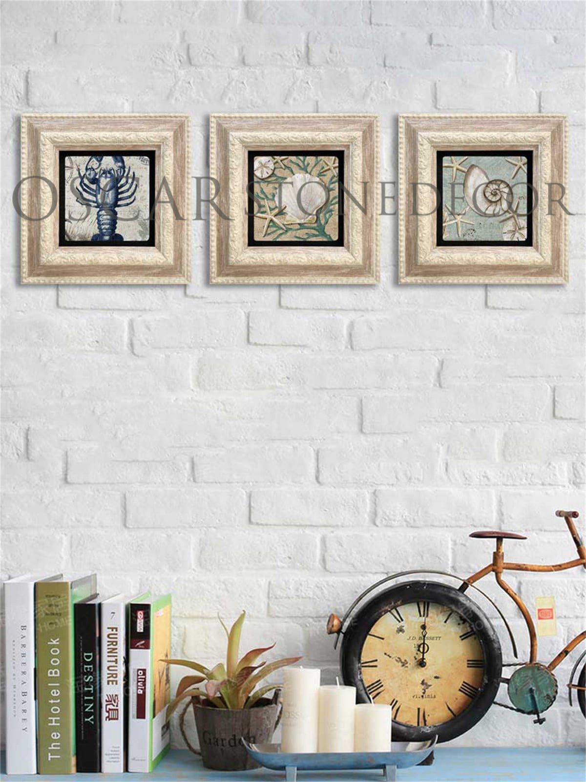 OSCAR STONE DECOR 3'lü ÇERÇEVELİ DOĞALTAŞ DUVAR DEKORU / 3CDD-10-001 (WALL DECOR)