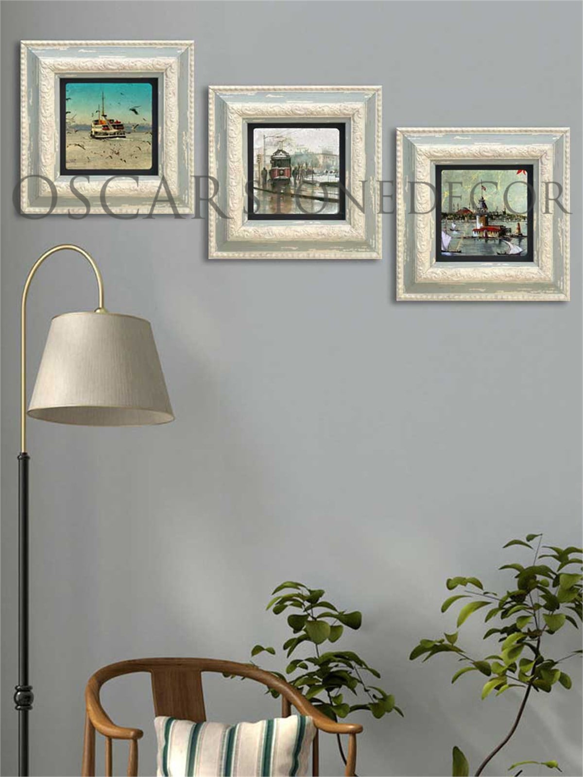 OSCAR STONE DECOR 3'lü ÇERÇEVELİ DOĞALTAŞ DUVAR DEKORU / 3CDD-10-001 (WALL DECOR)