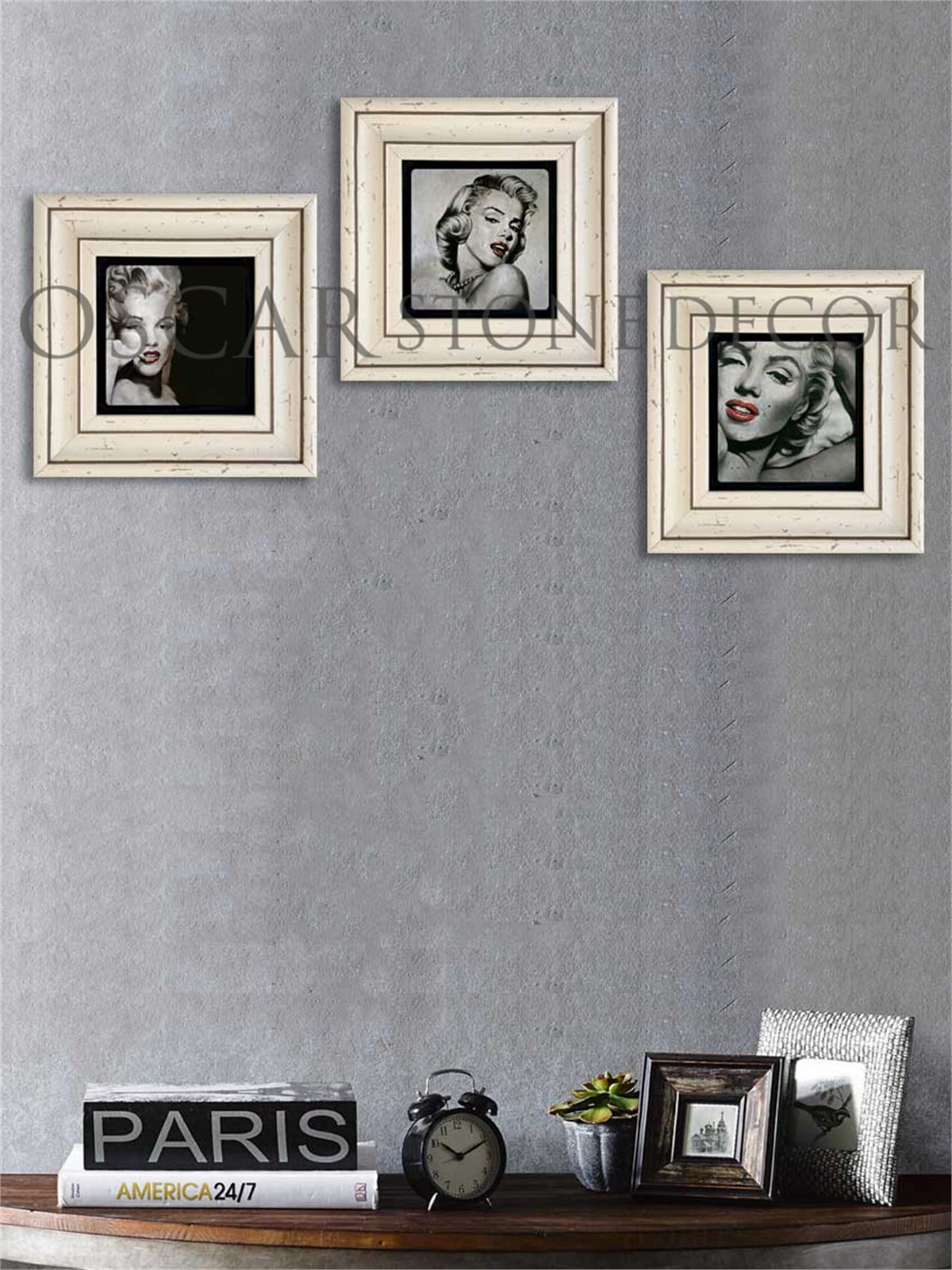 OSCAR STONE DECOR 3'lü ÇERÇEVELİ DOĞALTAŞ DUVAR DEKORU / 3CDD-10-001 (WALL DECOR)