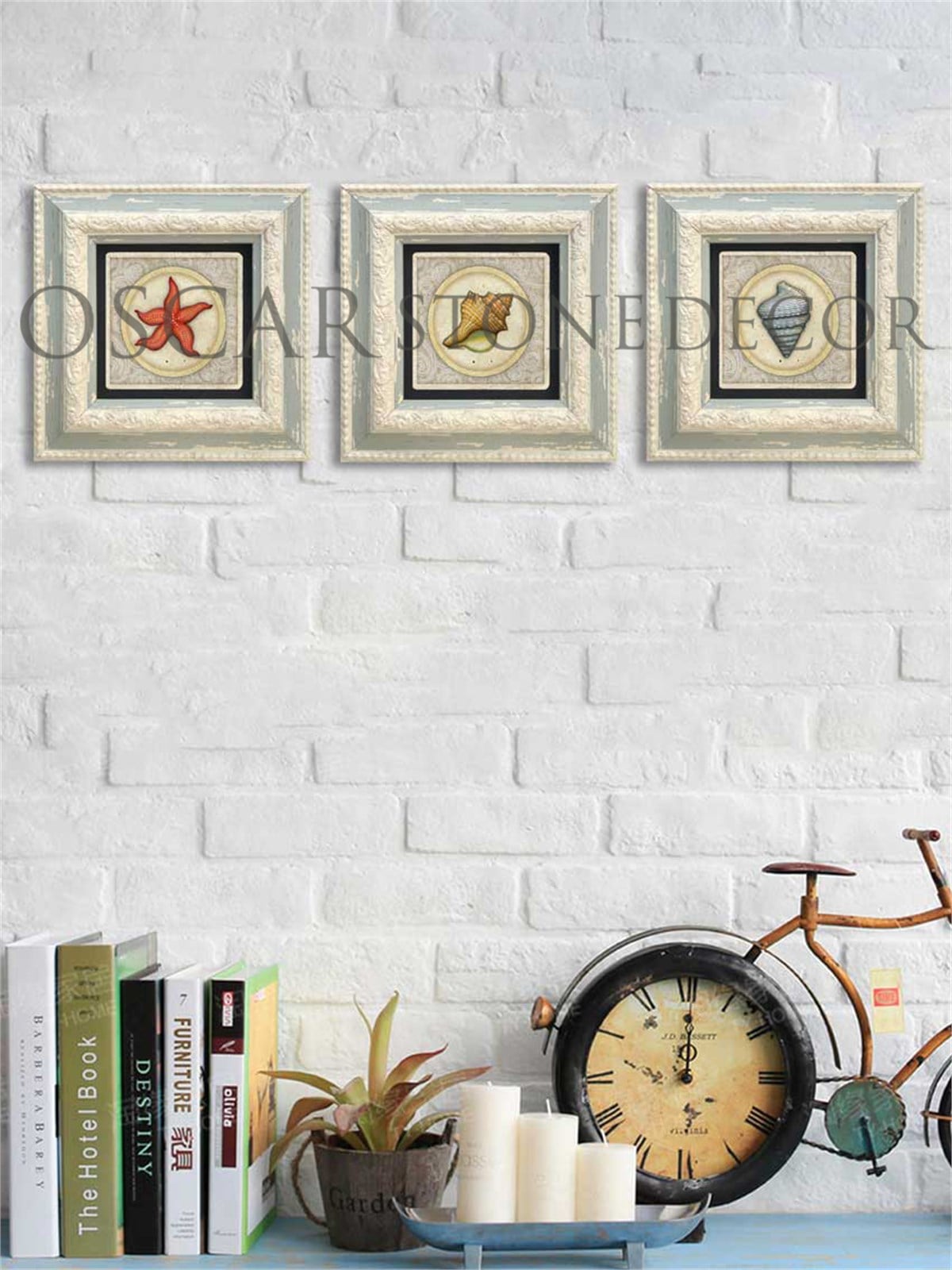 OSCAR STONE DECOR 3'lü ÇERÇEVELİ DOĞALTAŞ DUVAR DEKORU / 3CDD-10-001 (WALL DECOR)