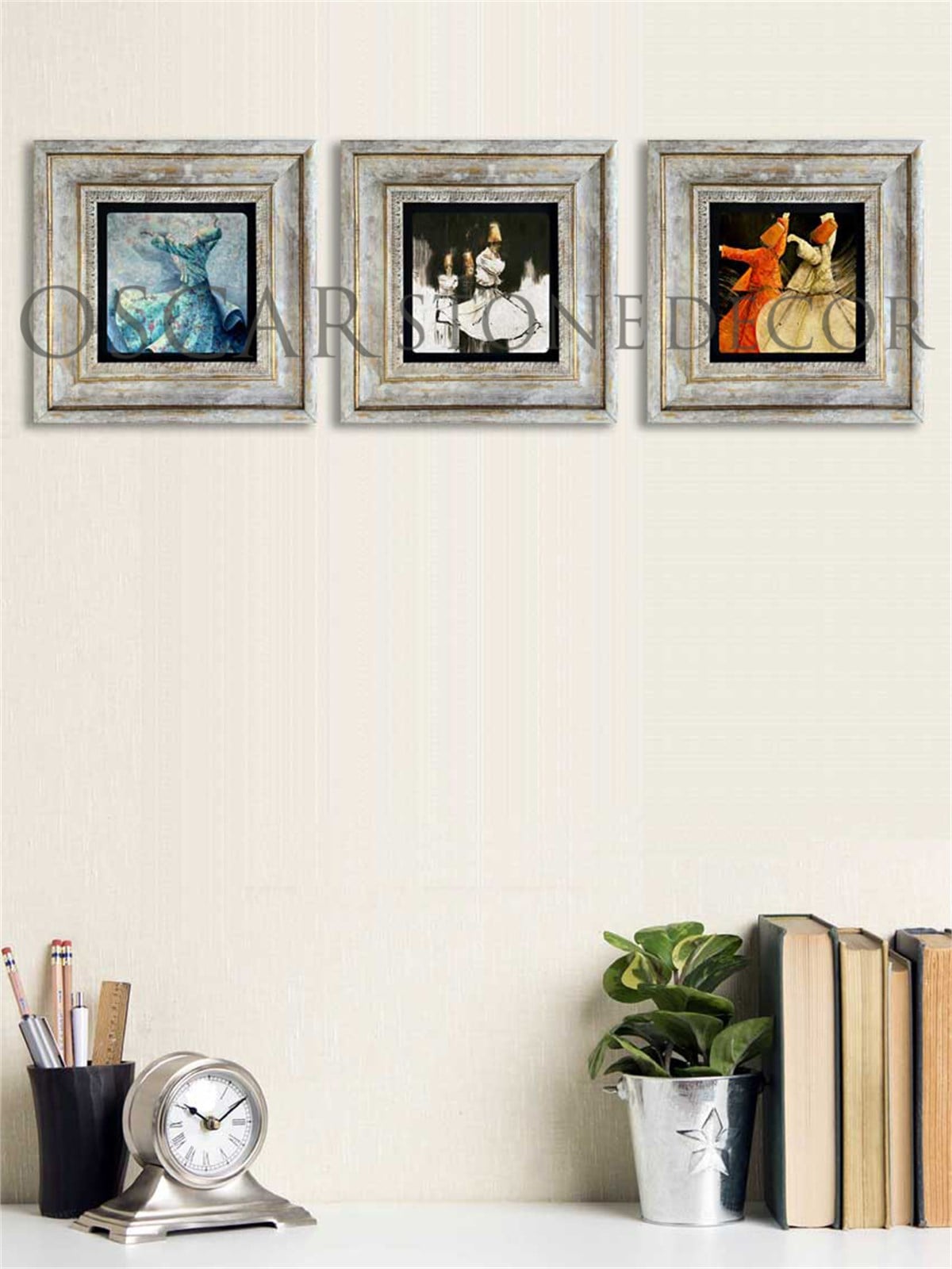 OSCAR STONE DECOR 3'lü ÇERÇEVELİ DOĞALTAŞ DUVAR DEKORU / 3CDD-10-001 (WALL DECOR)