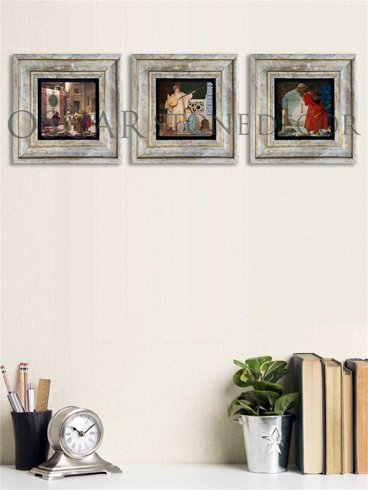 OSCAR STONE DECOR 3'lü ÇERÇEVELİ DOĞALTAŞ DUVAR DEKORU / 3CDD-10-001 (WALL DECOR)