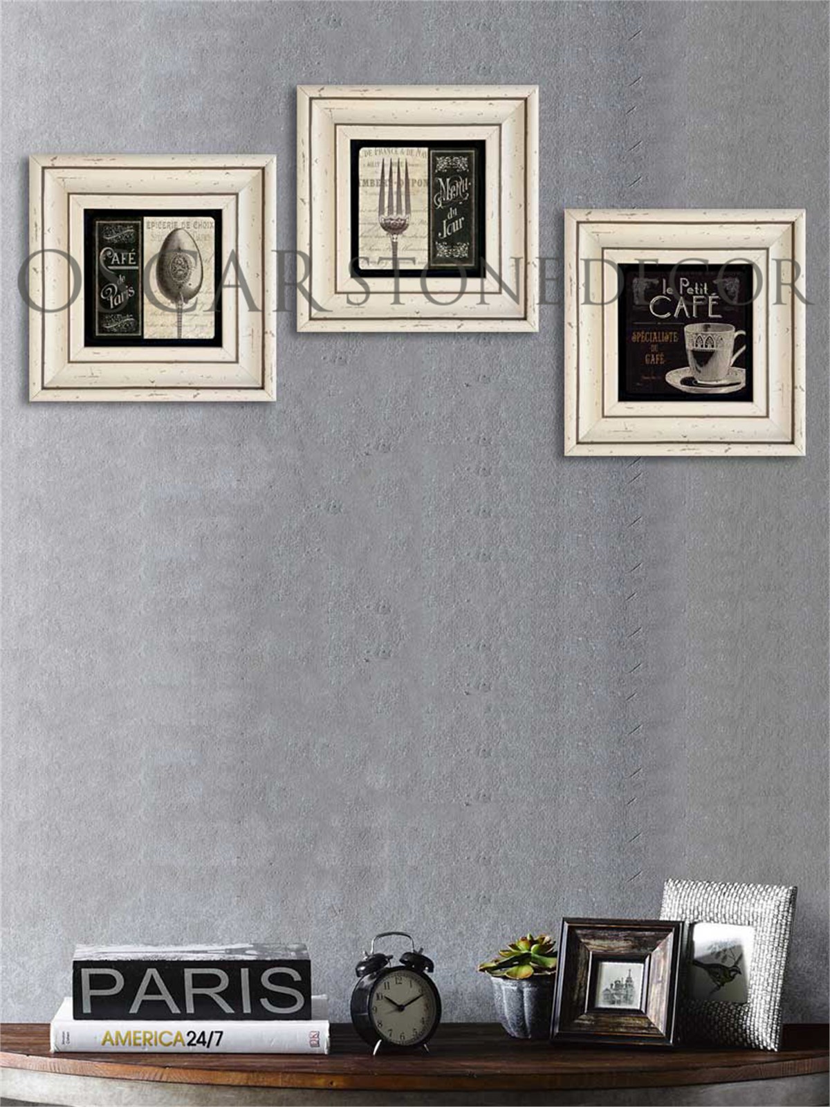 OSCAR STONE DECOR 3'lü ÇERÇEVELİ DOĞALTAŞ DUVAR DEKORU / 3CDD-10-001 (WALL DECOR)