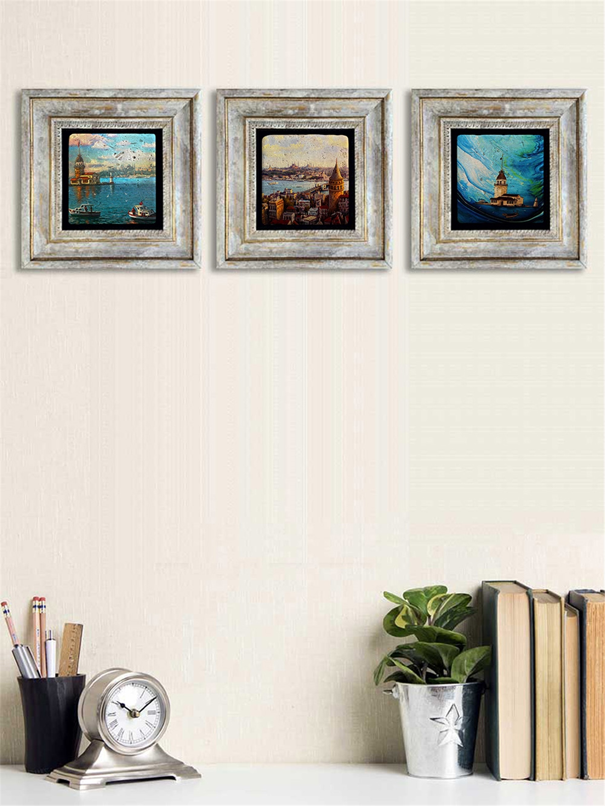 OSCAR STONE DECOR 3'lü ÇERÇEVELİ DOĞALTAŞ DUVAR DEKORU / 3CDD-40-070 (WALL DECOR)
