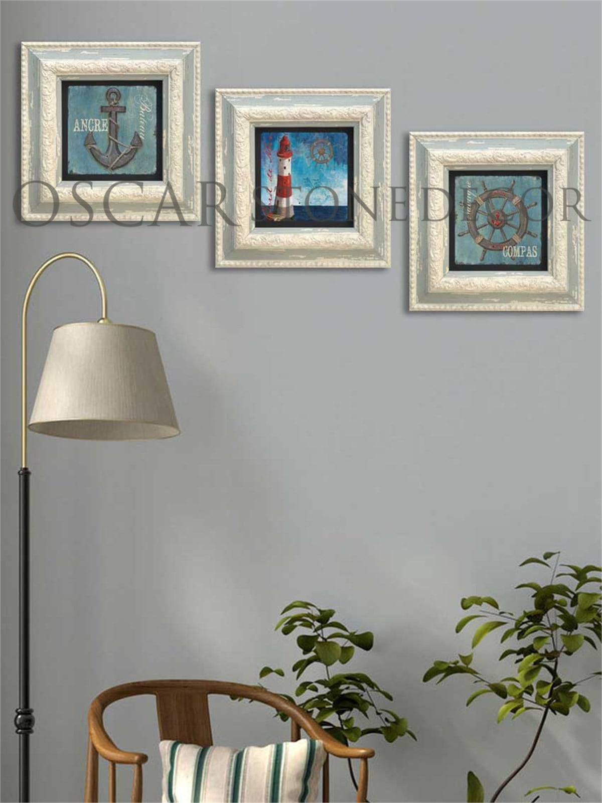 OSCAR STONE DECOR 3'lü ÇERÇEVELİ DOĞALTAŞ DUVAR DEKORU / 3CDD-10-001 (WALL DECOR)