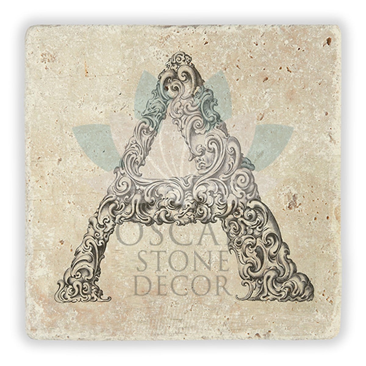 OSCAR STONE DECOR A HARFİ TEKLİ DOĞALTAŞ BARDAK ALTLIĞI / BA-A1 (COASTER)