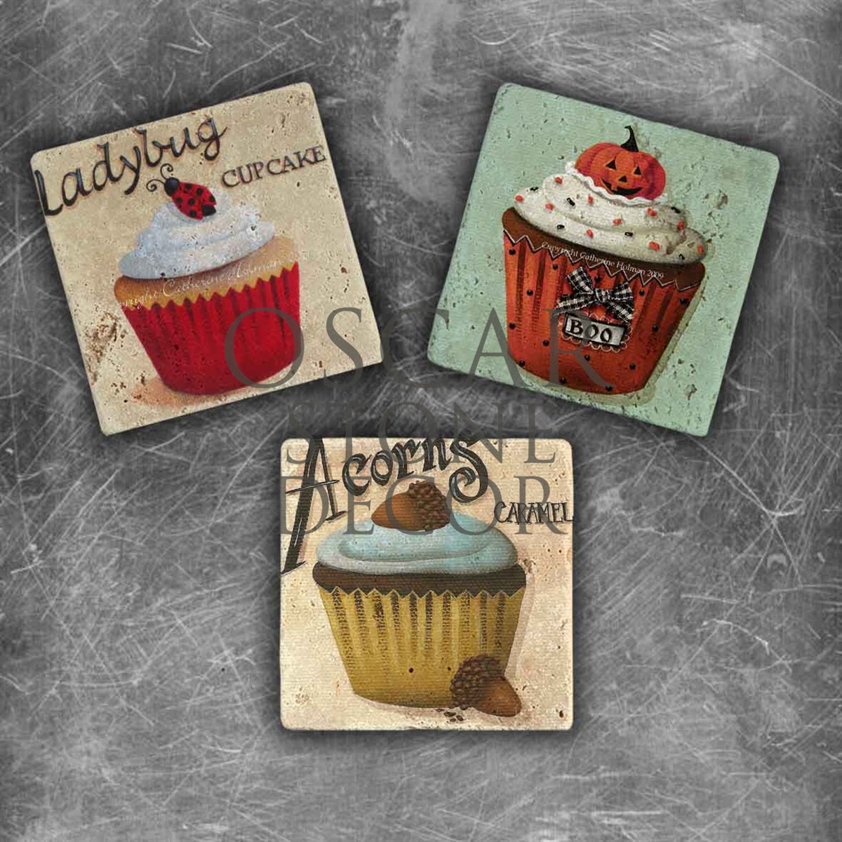 OSCAR STONE DECOR ACORNS MUFFIN DOĞALTAŞ MAGNET SETİ / MG-023