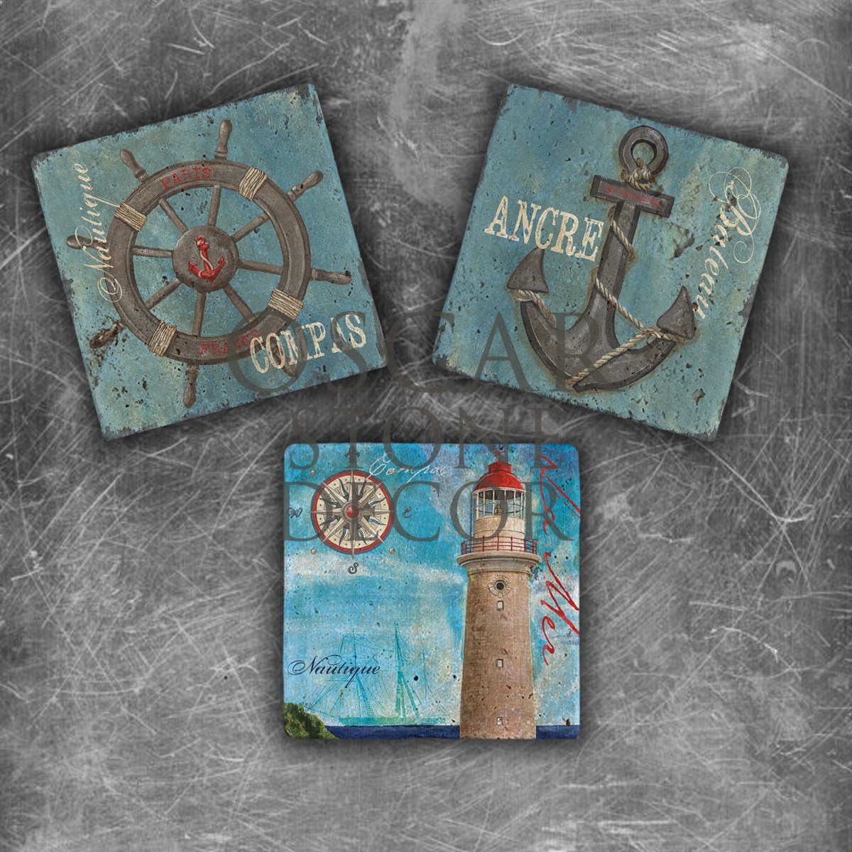 OSCAR STONE DECOR ANCRE COMPAS DOĞALTAŞ MAGNET SETİ / MG-119