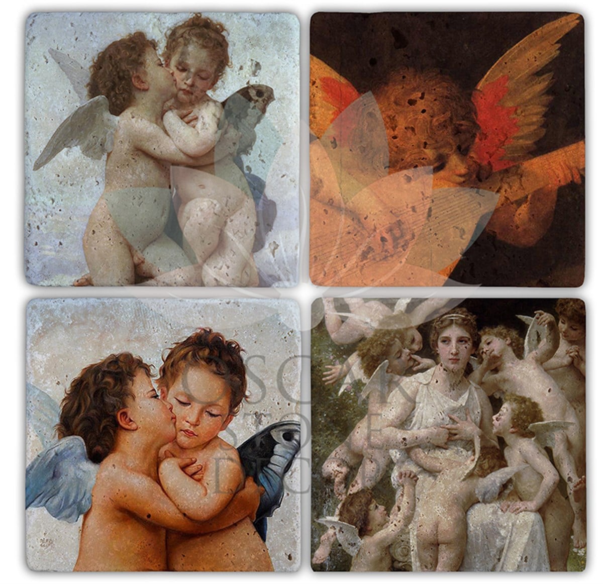 OSCAR STONE DECOR ANGELS 4'lü DOĞALTAŞ BARDAK ALTLIĞI / BA133 (COASTER)