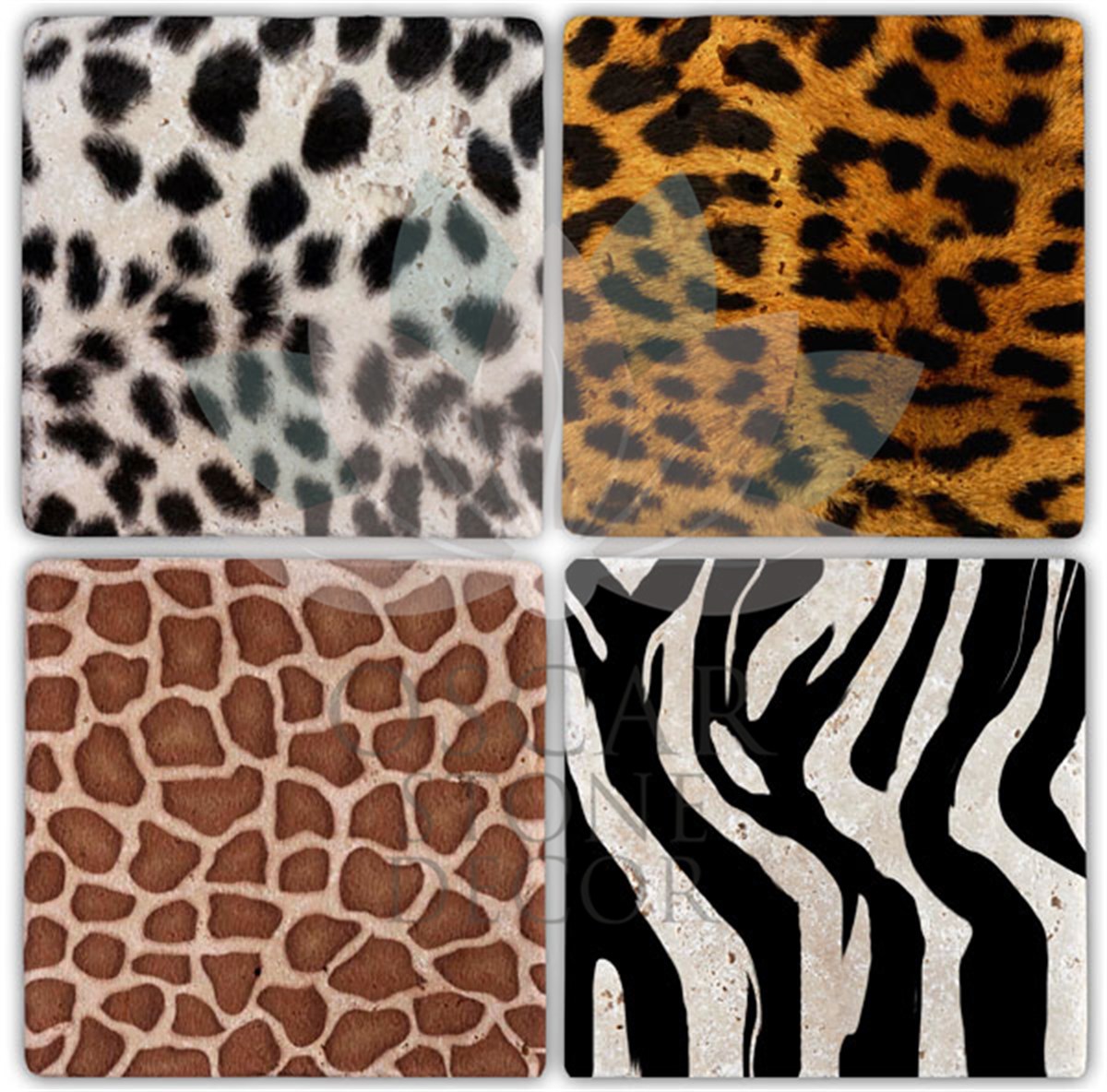 OSCAR STONE DECOR ANİMAL LEATHER 4'lü DOĞALTAŞ BARDAK ALTLIĞI / BA032 (COASTER)