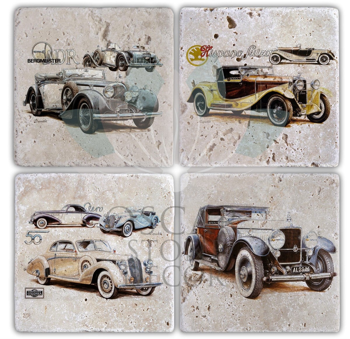 OSCAR STONE DECOR ANTİCAR 4'lü DOĞALTAŞ BARDAK ALTLIĞI / BA080 (COASTER)