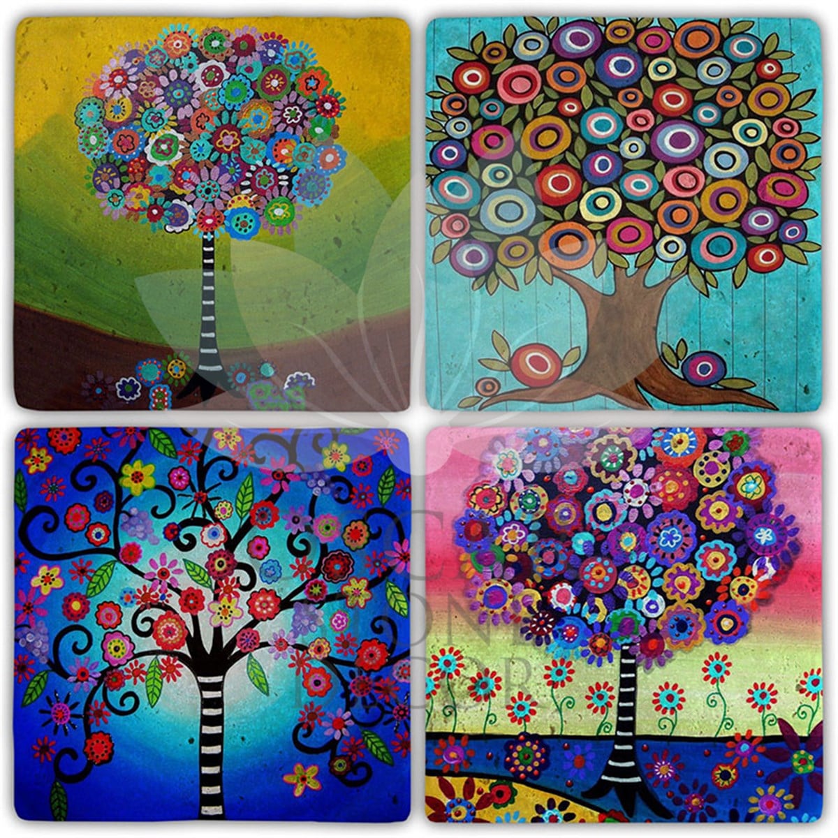 OSCAR STONE DECOR ARBRE COULEURS 4'lü DOĞALTAŞ BARDAK ALTLIĞI / BA500 (COASTER)