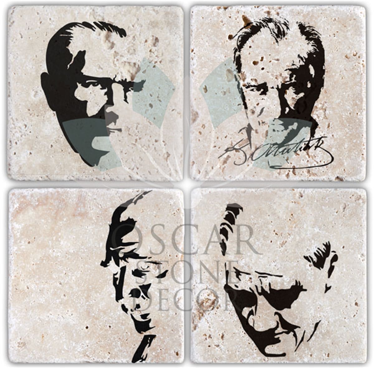 OSCAR STONE DECOR ATA 4'lü DOĞALTAŞ BARDAK ALTLIĞI / BA070 (COASTER)