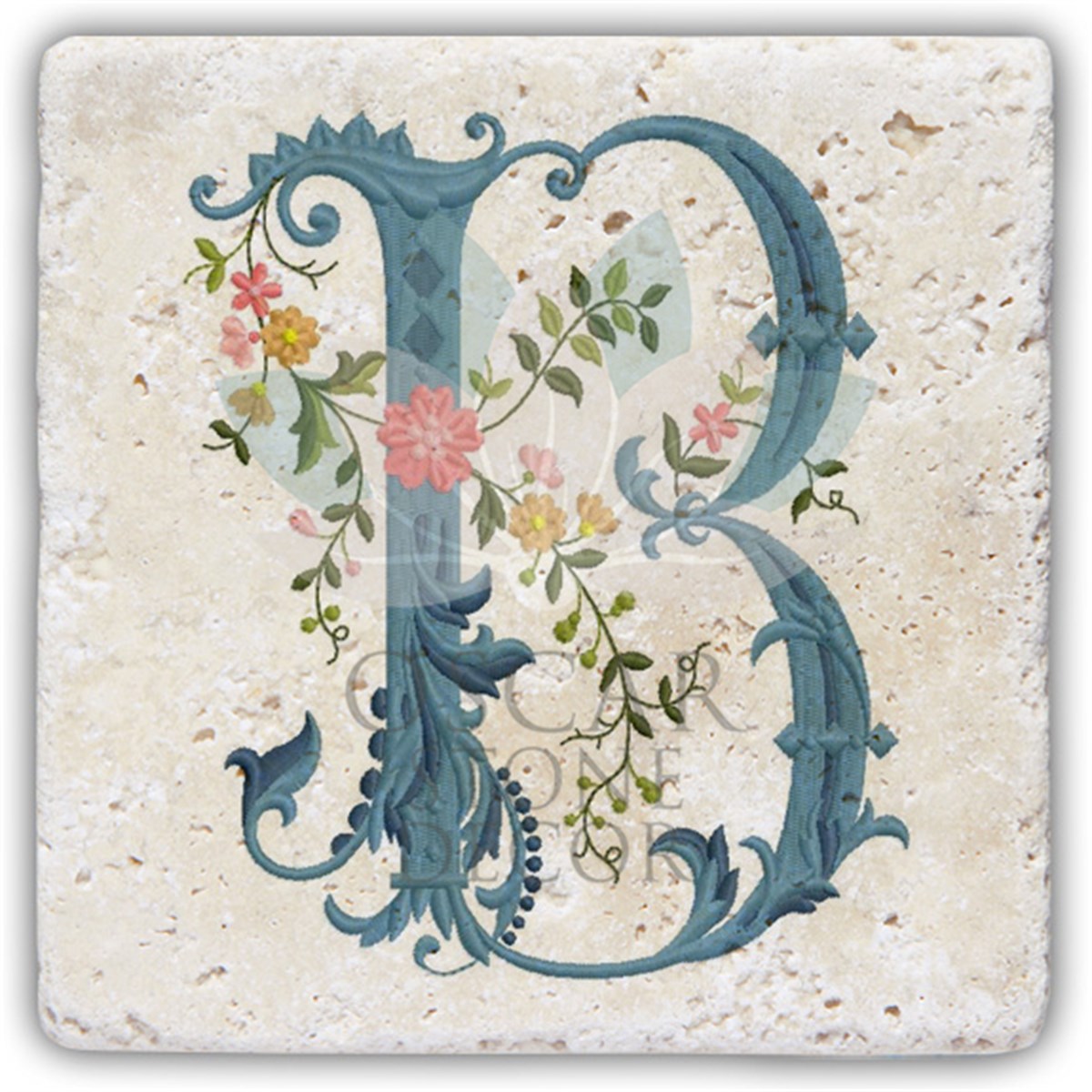 OSCAR STONE DECOR B HARFİ TEKLİ DOĞALTAŞ BARDAK ALTLIĞI / BA-B4 (COASTER)