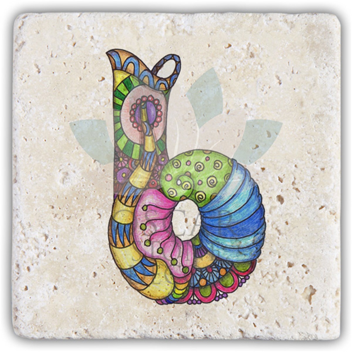 OSCAR STONE DECOR B HARFİ TEKLİ DOĞALTAŞ BARDAK ALTLIĞI / BA-B5 (COASTER)