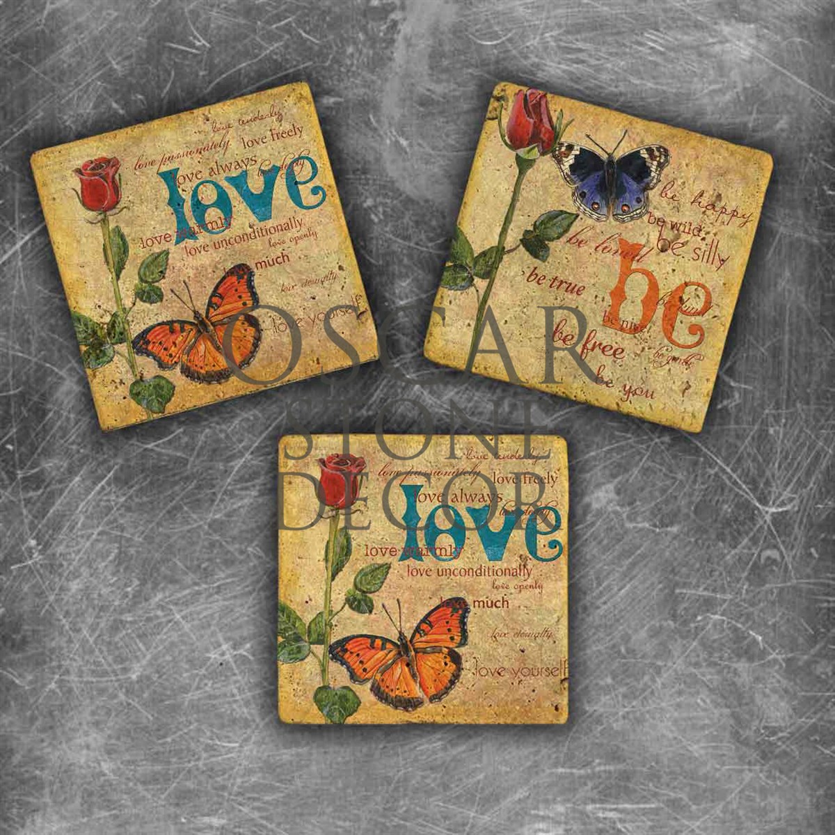 OSCAR STONE DECOR BE LOVE DOĞALTAŞ MAGNET SETİ / MG-025
