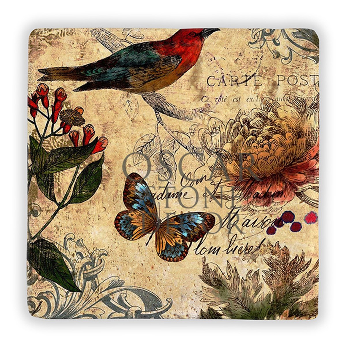 OSCAR STONE DECOR BIRD CARTE POST DOĞALTAŞ DUVAR DEKORU / DD269 (WALL DECOR)