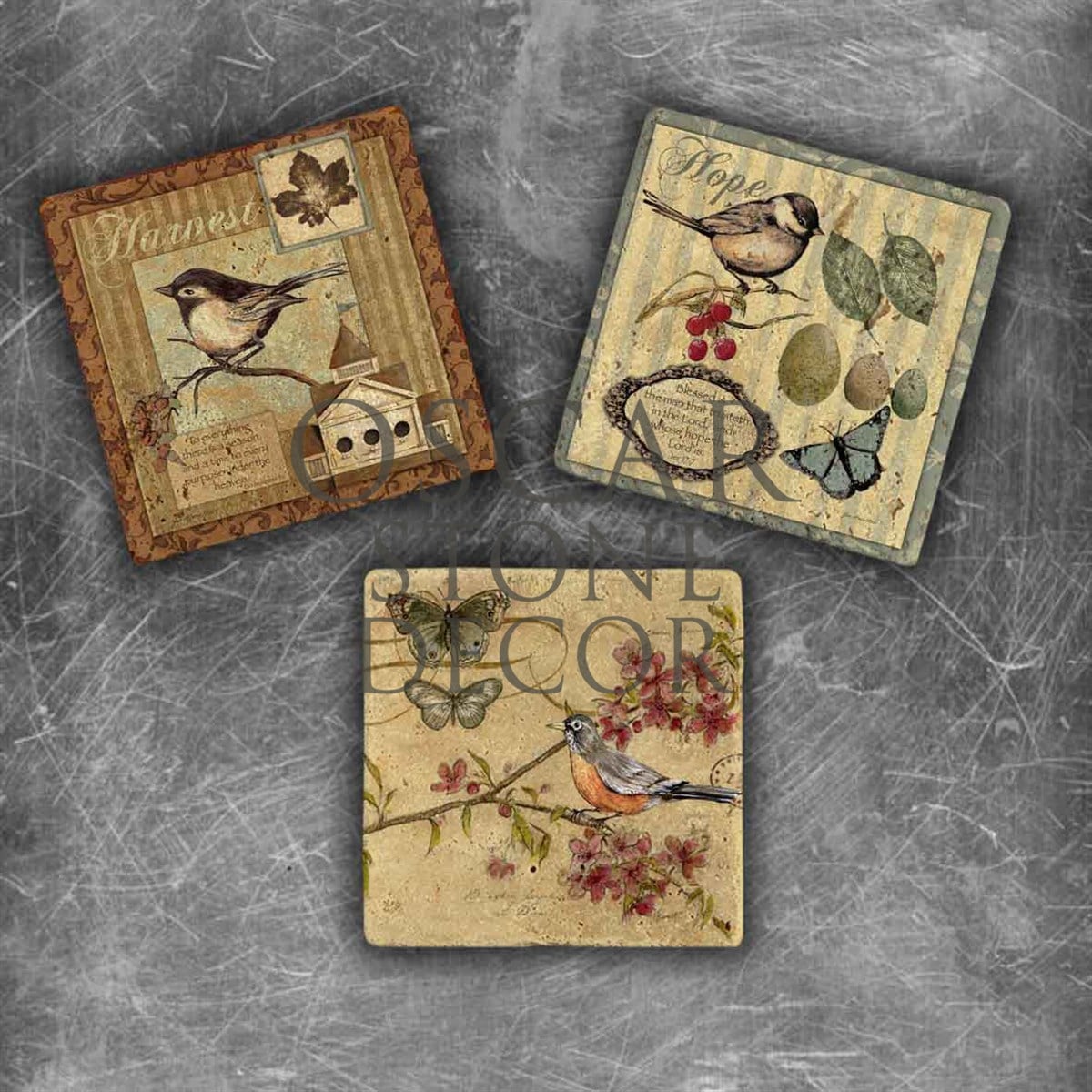 OSCAR STONE DECOR BIRD DOĞALTAŞ MAGNET SETİ / MG-049