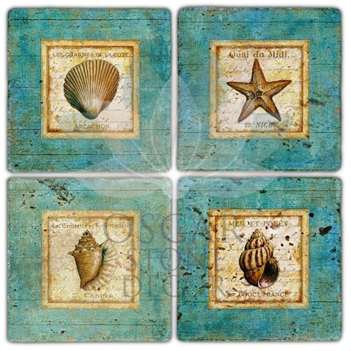 OSCAR STONE DECOR BLUE COAST 4'lü DOĞALTAŞ BARDAK ALTLIĞI / BA233 (COASTER)
