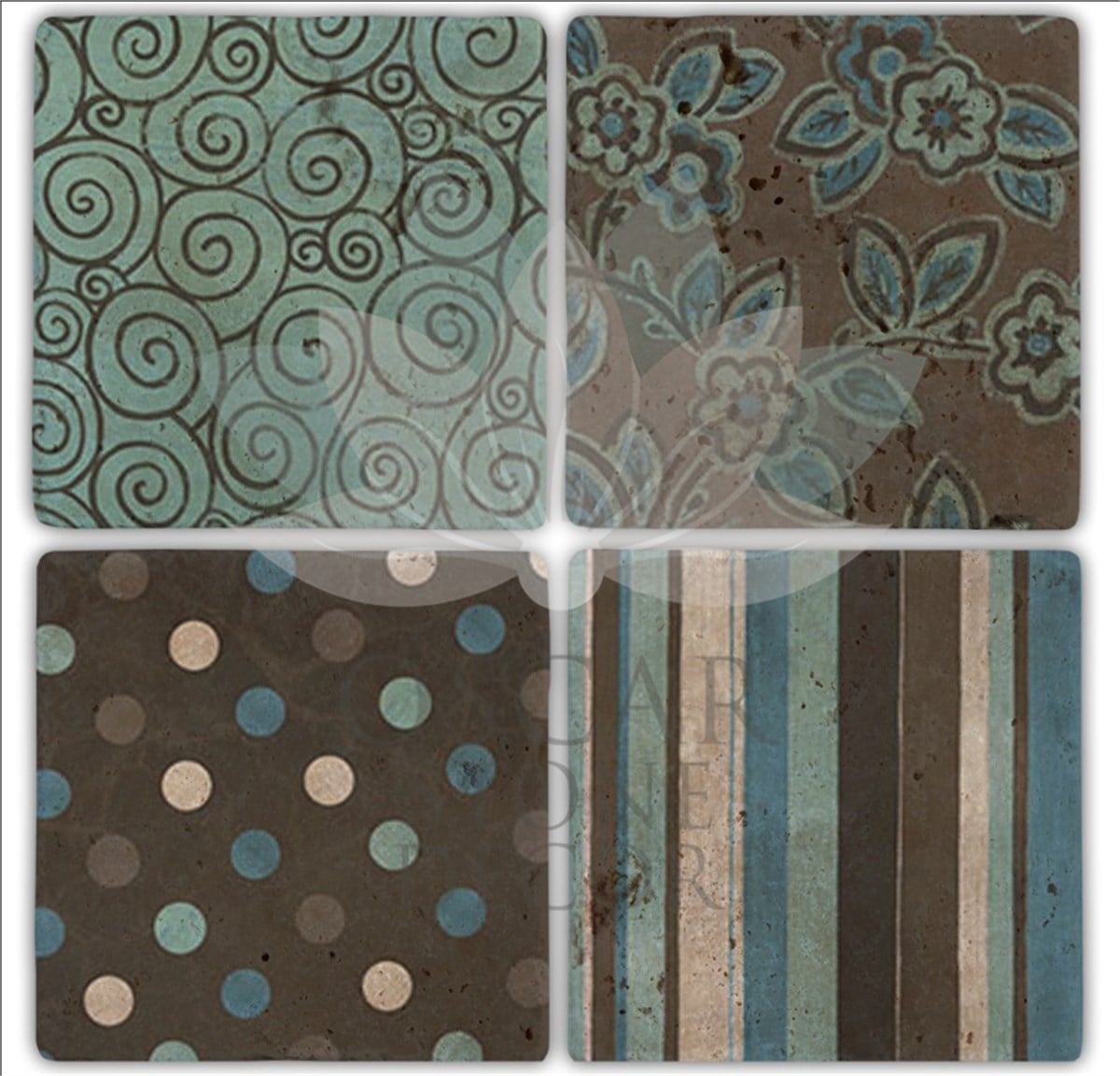 OSCAR STONE DECOR BROWN PATTERN 4'lü DOĞALTAŞ BARDAK ALTLIĞI / BA154 (COASTER)