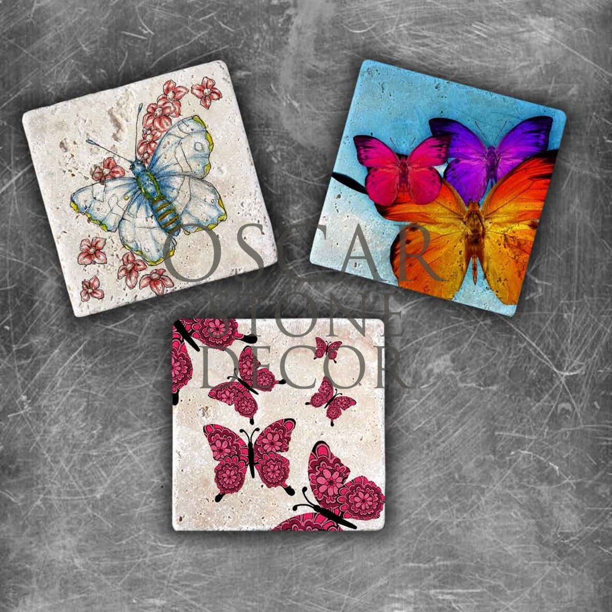 OSCAR STONE DECOR BUTTERFLY DOĞALTAŞ MAGNET SETİ / MG-067