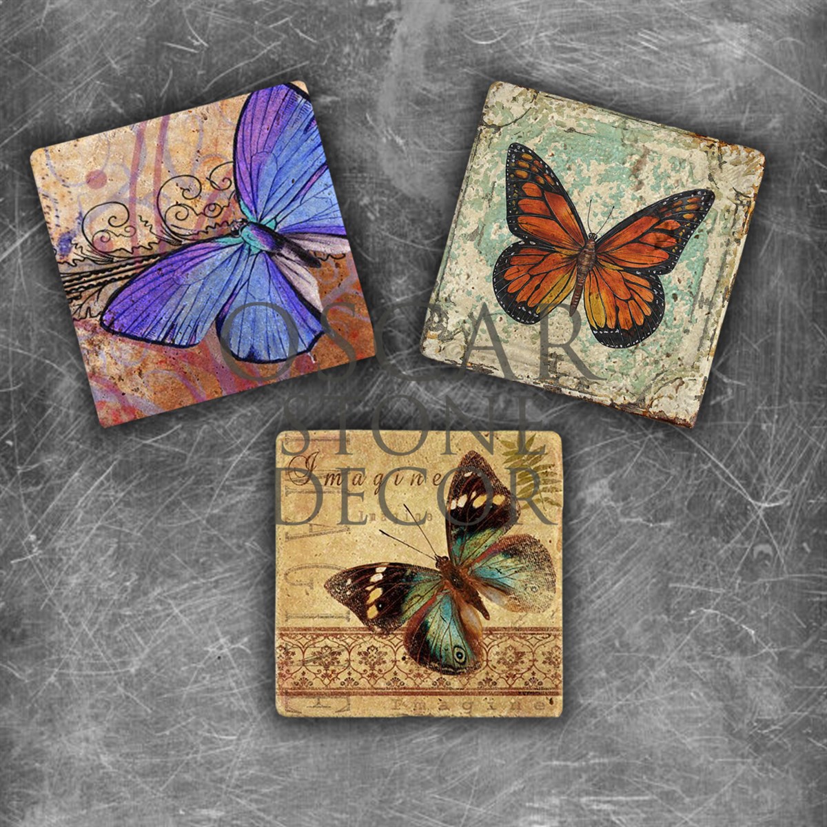 OSCAR STONE DECOR BUTTERFLY SET DOĞALTAŞ MAGNET SETİ / MG-081