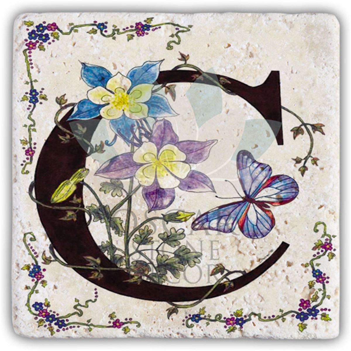 OSCAR STONE DECOR C HARFİ TEKLİ DOĞALTAŞ BARDAK ALTLIĞI / BA-C3 (COASTER)