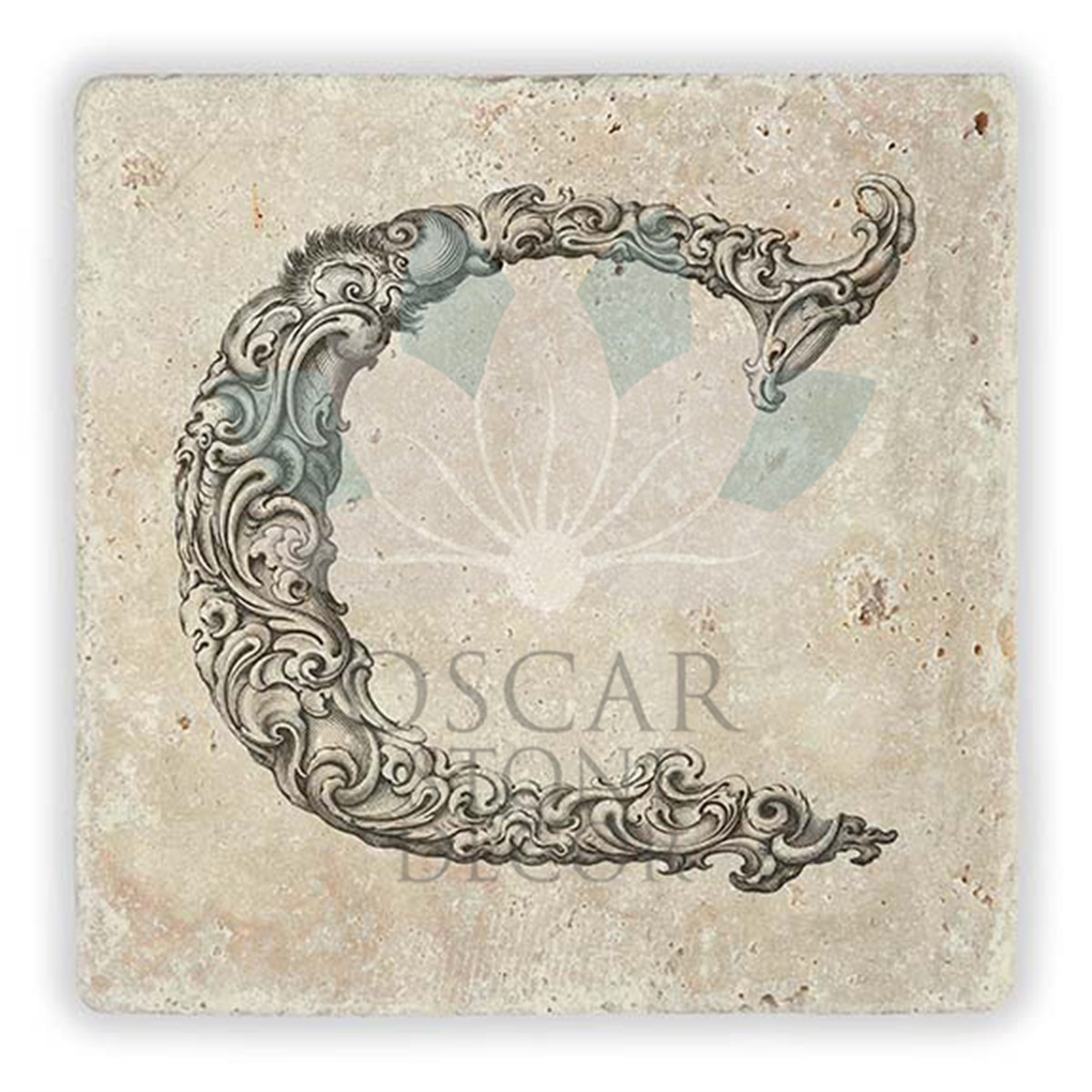 OSCAR STONE DECOR C HARFİ TEKLİ DOĞALTAŞ BARDAK ALTLIĞI / BA-C1 (COASTER)
