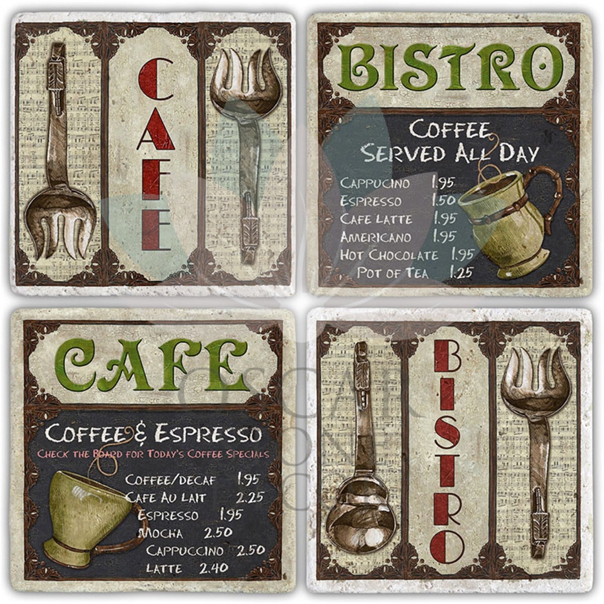 OSCAR STONE DECOR CAFE BİSTRO 4'lü DOĞALTAŞ BARDAK ALTLIĞI / BA364 (COASTER)
