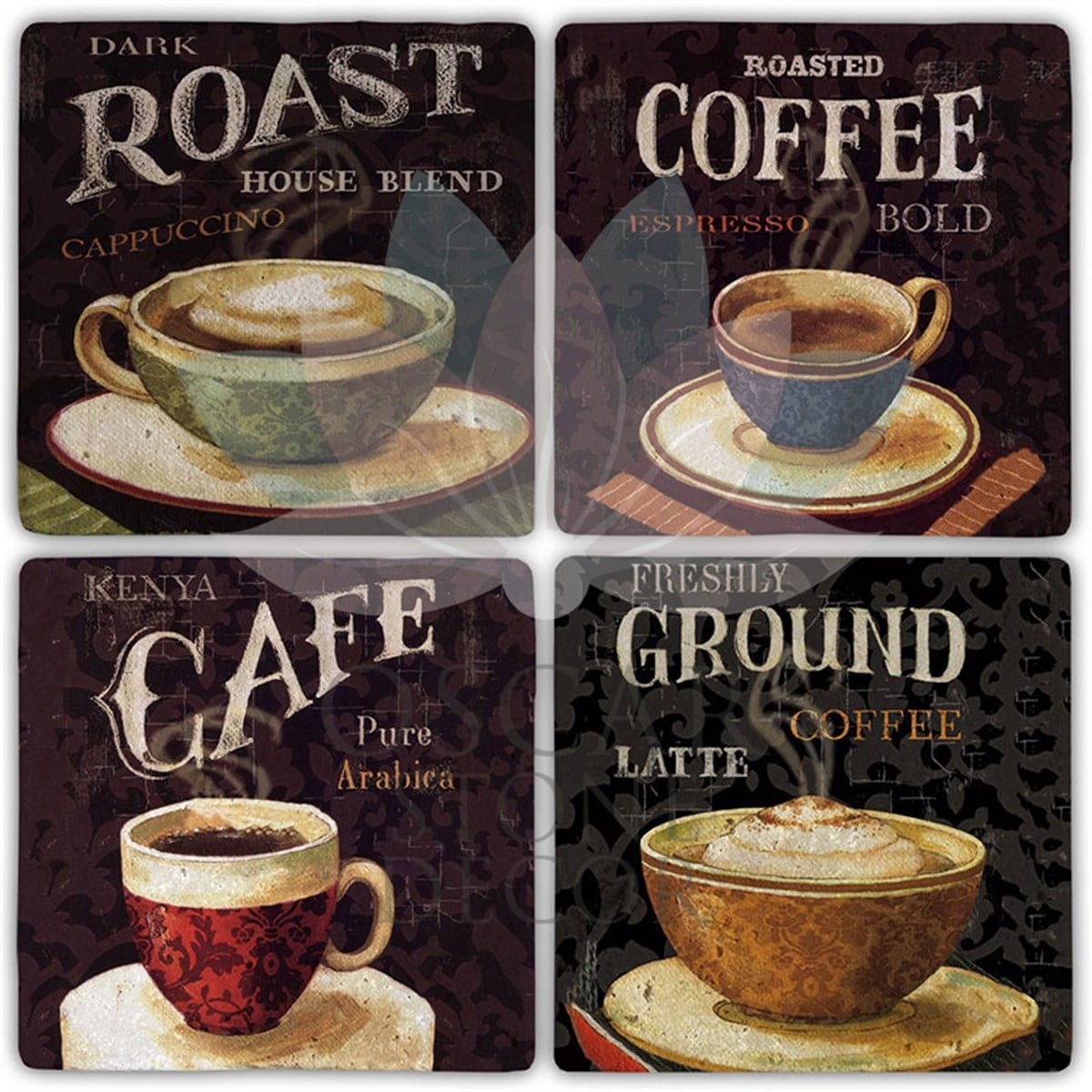 OSCAR STONE DECOR CAFE FİNCAN 4'lü DOĞALTAŞ BARDAK ALTLIĞI / BA361 (COASTER)