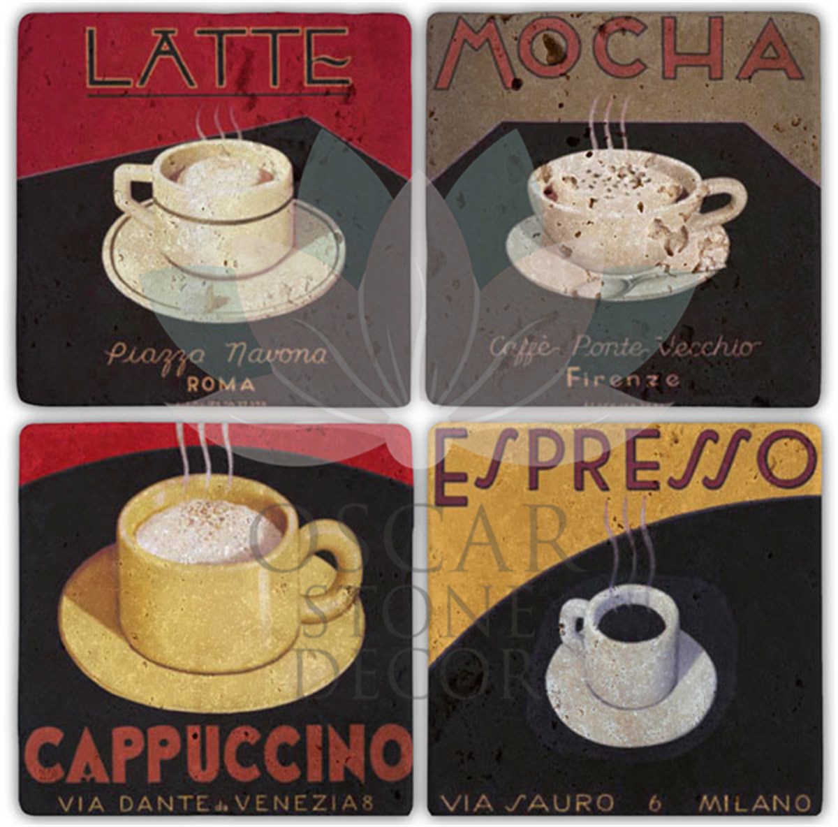 OSCAR STONE DECOR CAFEE CUP 4'lü DOĞALTAŞ BARDAK ALTLIĞI / BA048 (COASTER)