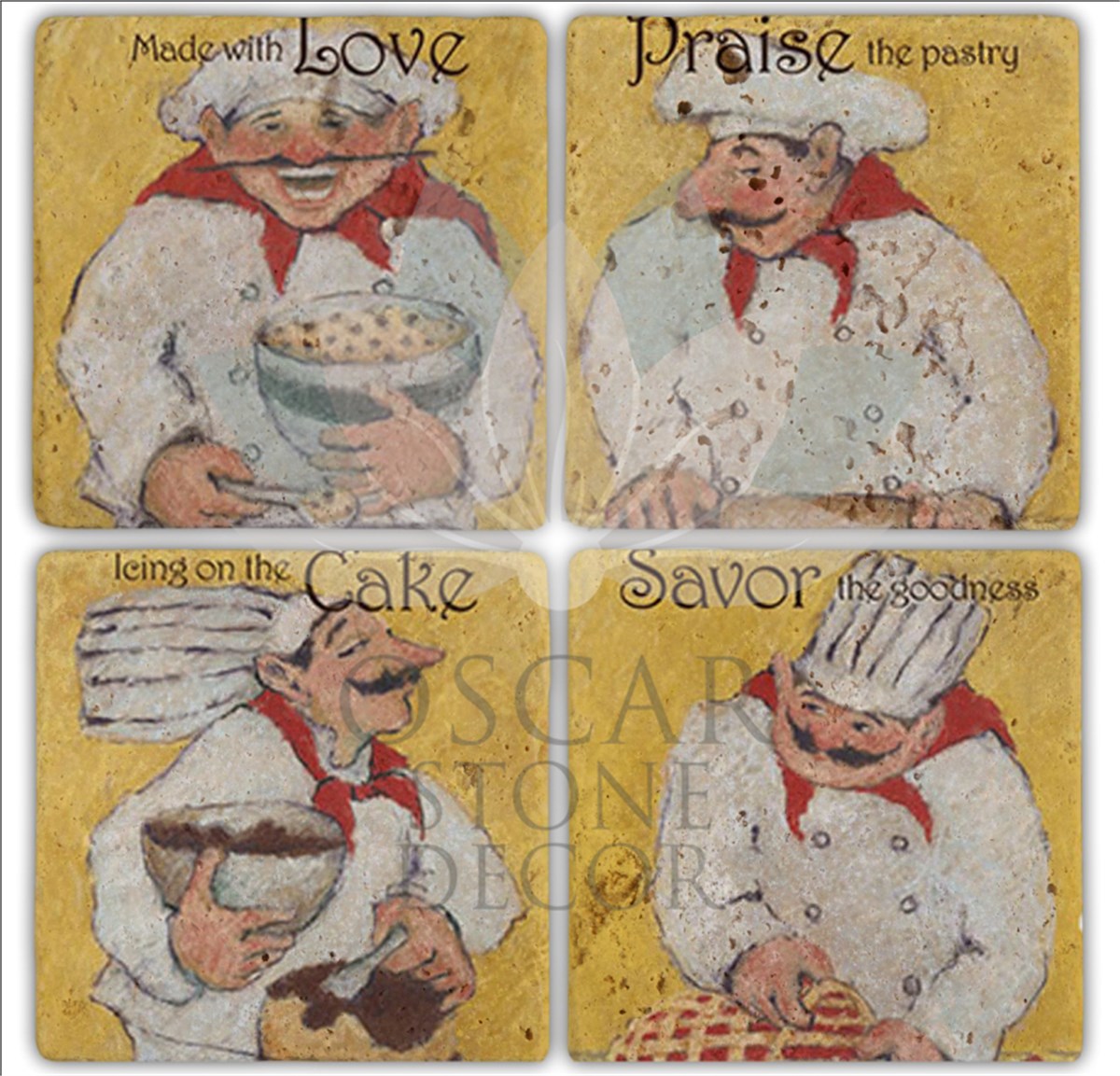 OSCAR STONE DECOR CAKESAVOR 4'lü DOĞALTAŞ BARDAK ALTLIĞI / BA215 (COASTER)
