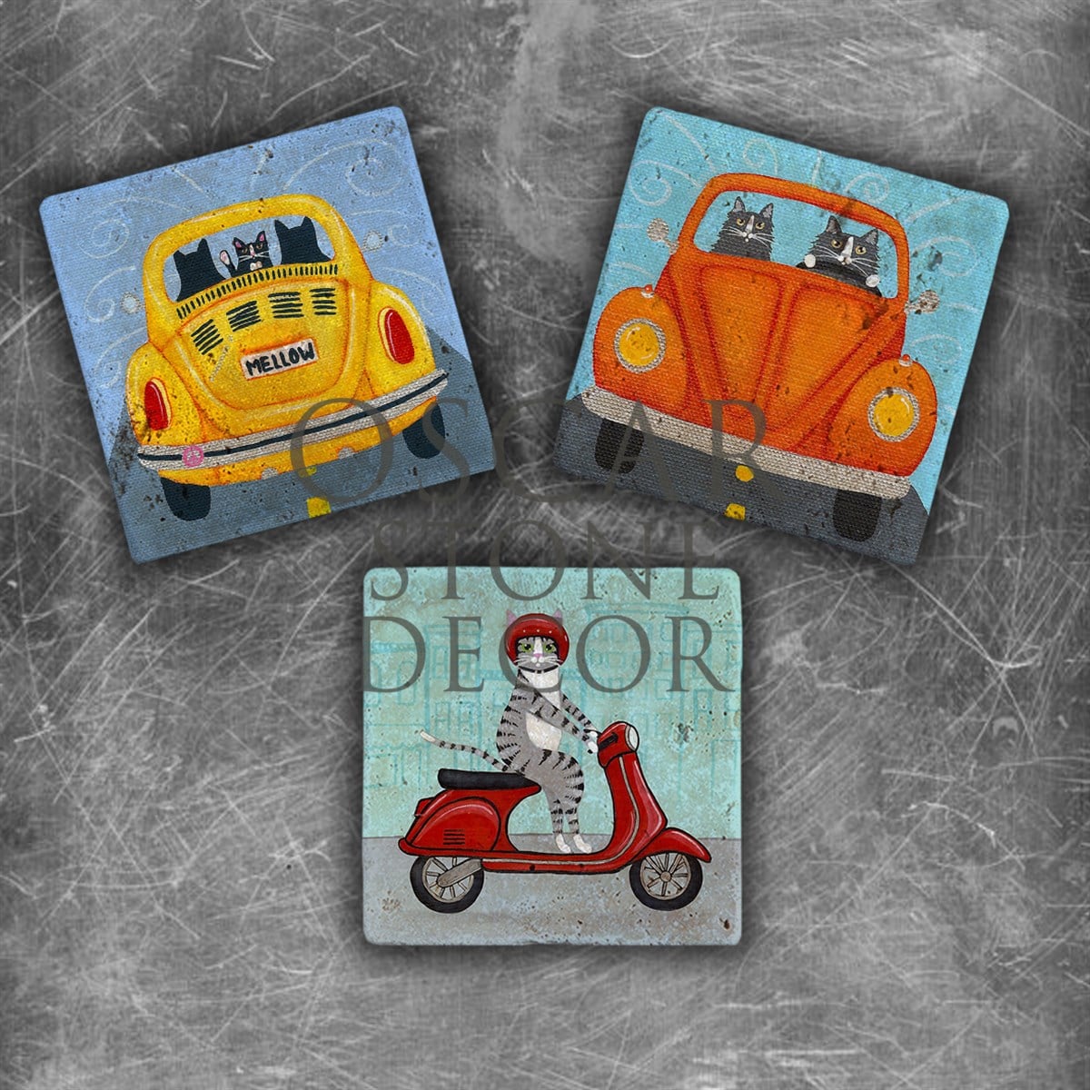 OSCAR STONE DECOR CAT DRIVER DOĞALTAŞ MAGNET SETİ / MG-100