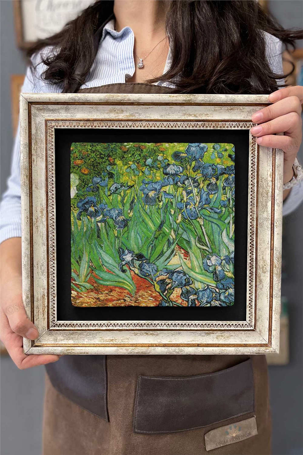 Oscar Stone Decor Çerçeveli Tablo Taş Duvar Dekoru 30 X 30 Cm Van Gogh Tablosu
