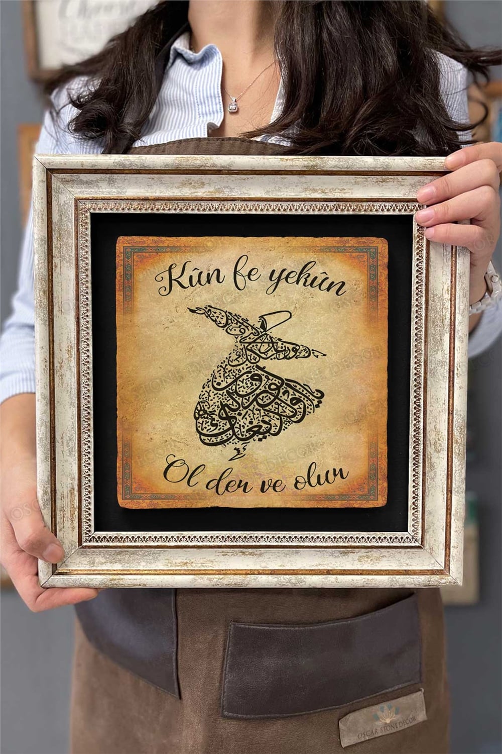 Oscar Stone Decor Çerçeveli Tablo Taş Duvar Dekoru 30 X 30 Cm Kun fe yekun Ol der ve olur