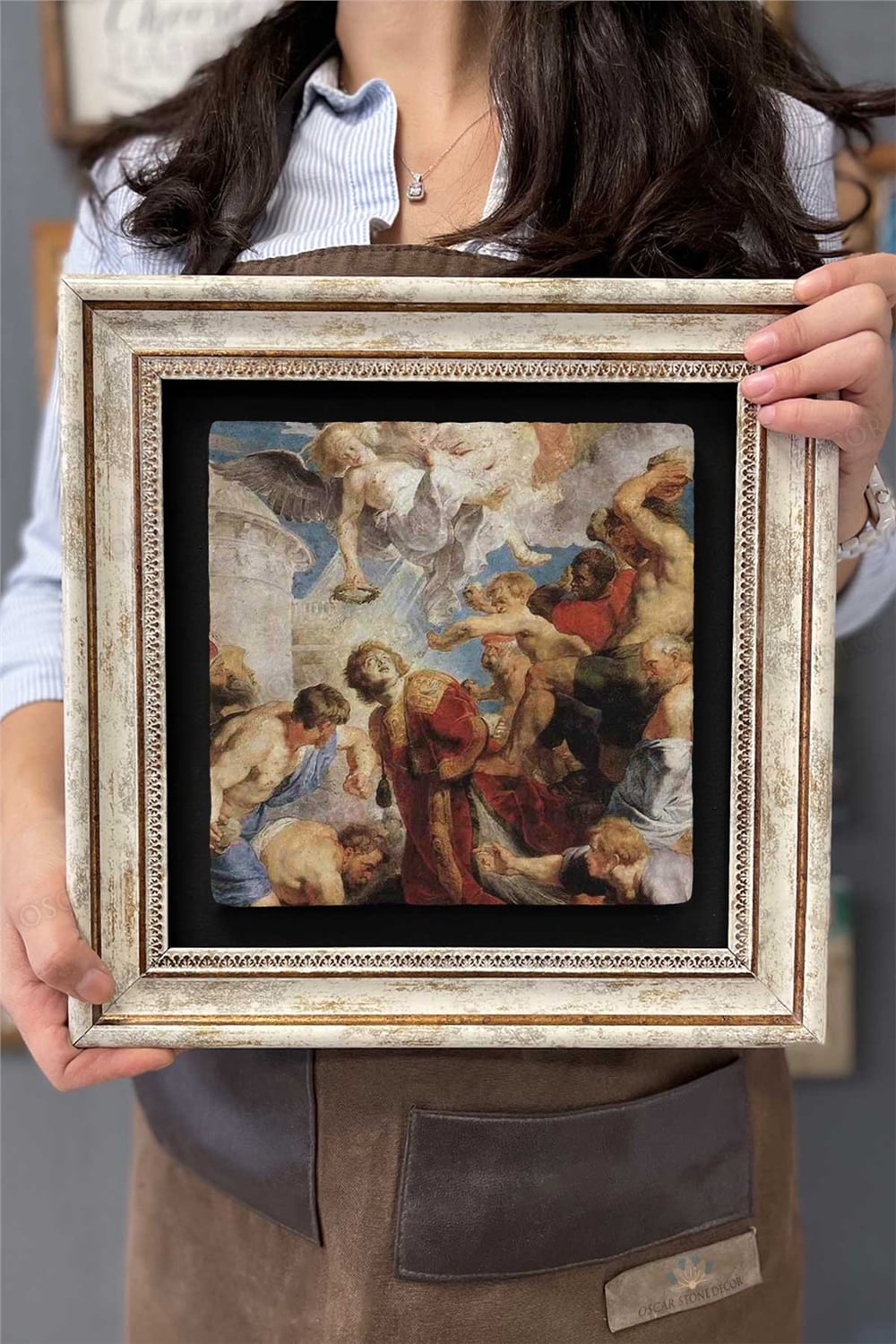 Oscar Stone Decor Çerçeveli Tablo Taş Duvar Dekoru 30 X 30 Cm Peter Paul Rubens Tablosu