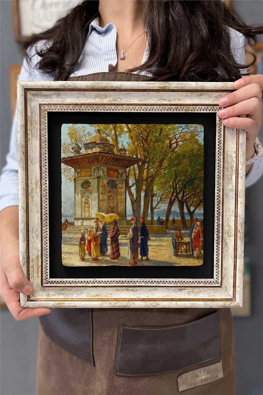 Oscar Stone Decor Çerçeveli Tablo Taş Duvar Dekoru 30 X 30 Cm Eski İstanbul Çeşmesi