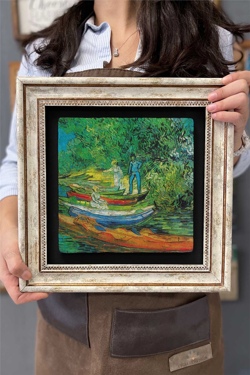 Oscar Stone Decor Çerçeveli Tablo Taş Duvar Dekoru 30 X 30 Cm Van Gogh Tablosu