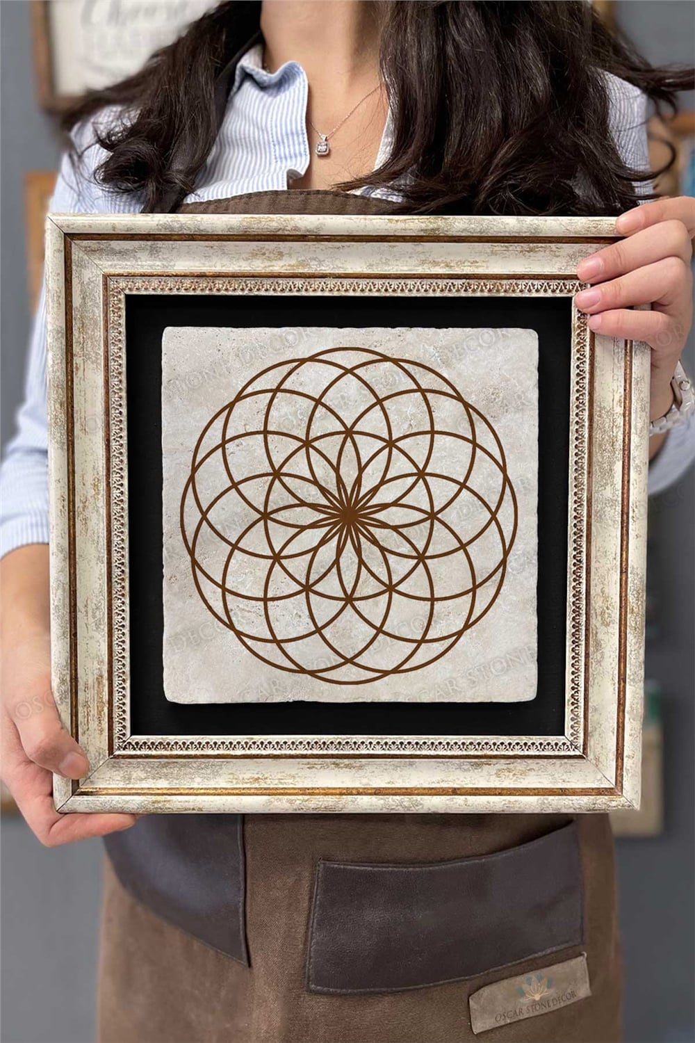 Oscar Stone Decor Çerçeveli Tablo Taş Duvar Dekoru 30 X 30 Cm