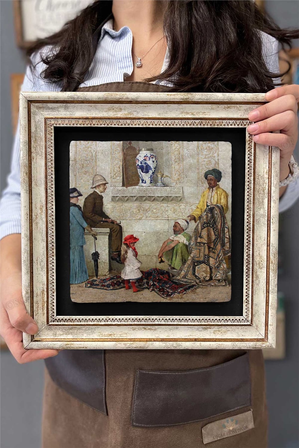 Oscar Stone Decor Çerçeveli Tablo Taş Duvar Dekoru 30 X 30 Cm Osman Hamdi Tablo