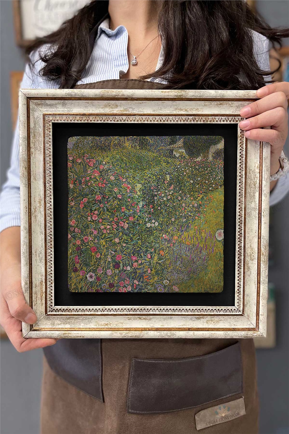 Oscar Stone Decor Çerçeveli Tablo Taş Duvar Dekoru 30 X 30 Cm Gustav Klimt Tablosu