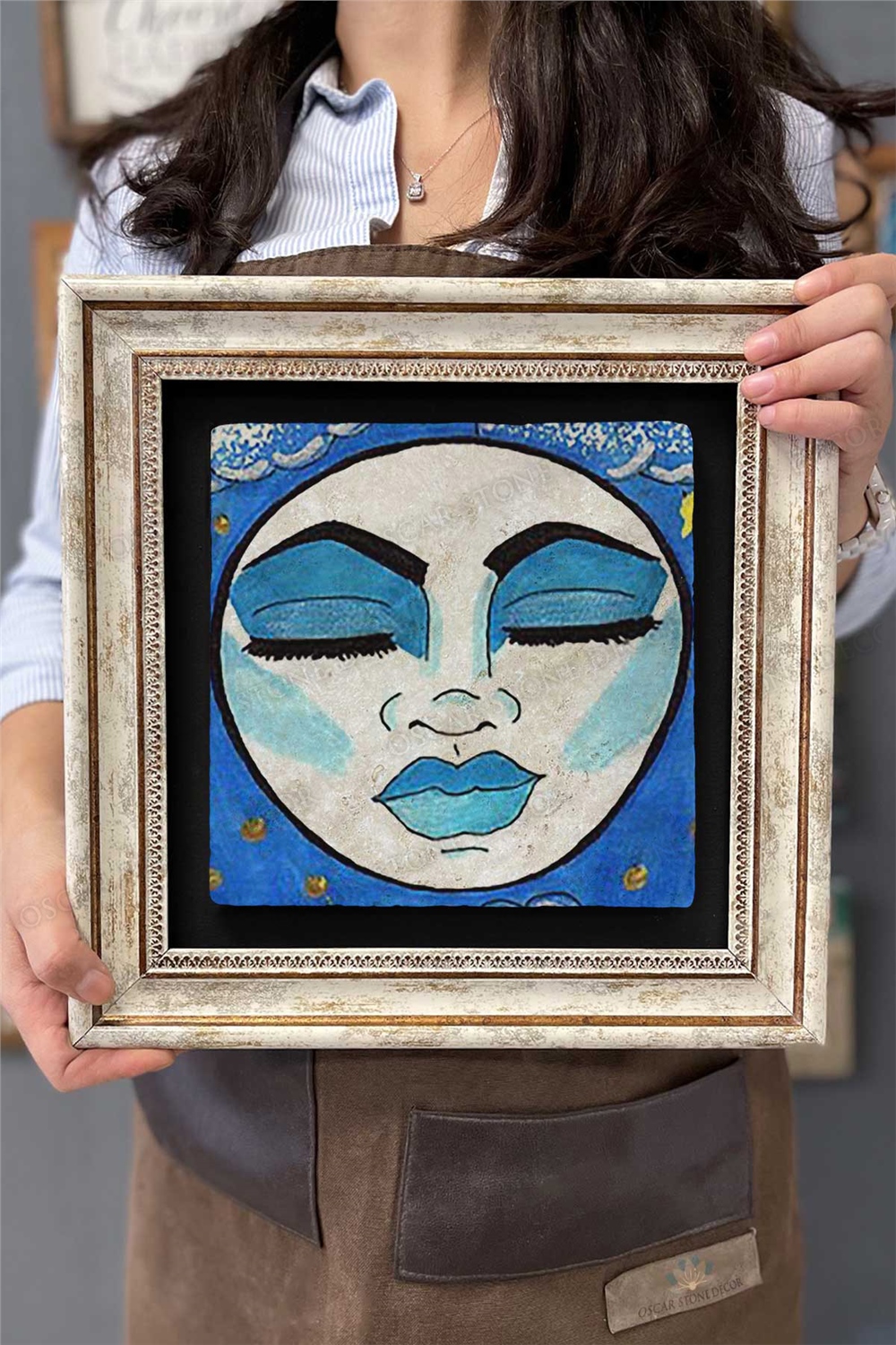 Oscar Stone Decor Çerçeveli Tablo Taş Duvar Dekoru 30 X 30 Cm Özel Tasarım Tablo